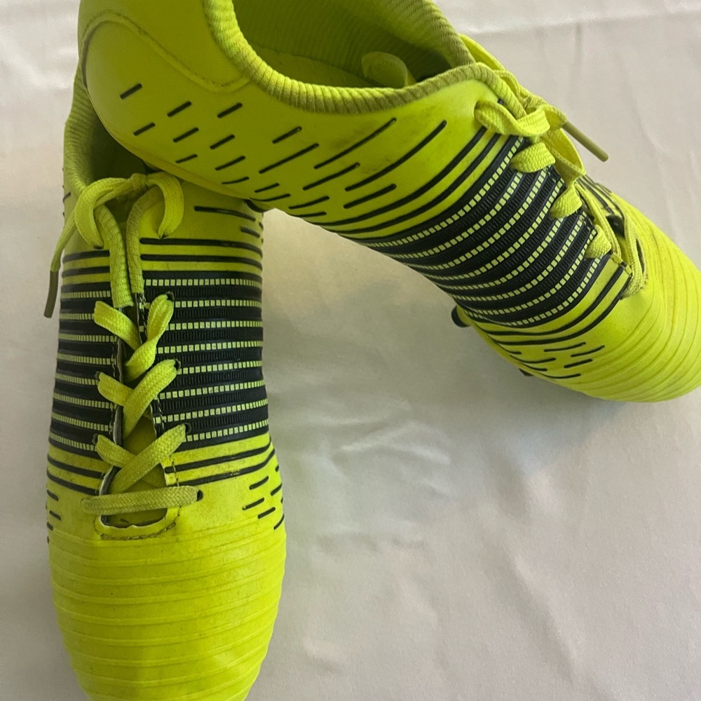 Neon Yellow and Black Soccer Cleats